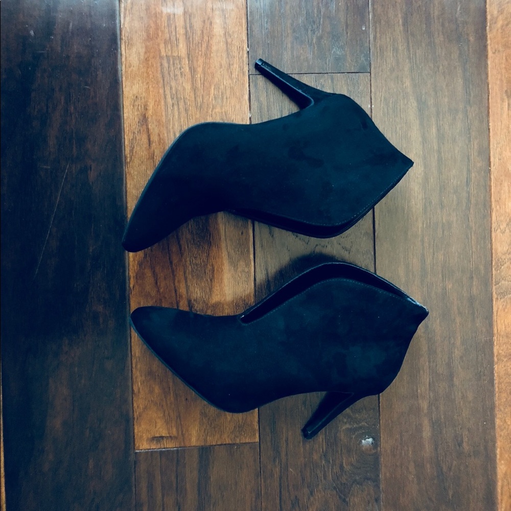 Black Suede Heeled Booties
